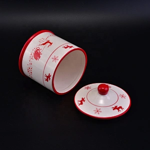 Wholesales luxury ceramic candle holder with lid for christmas 10oz