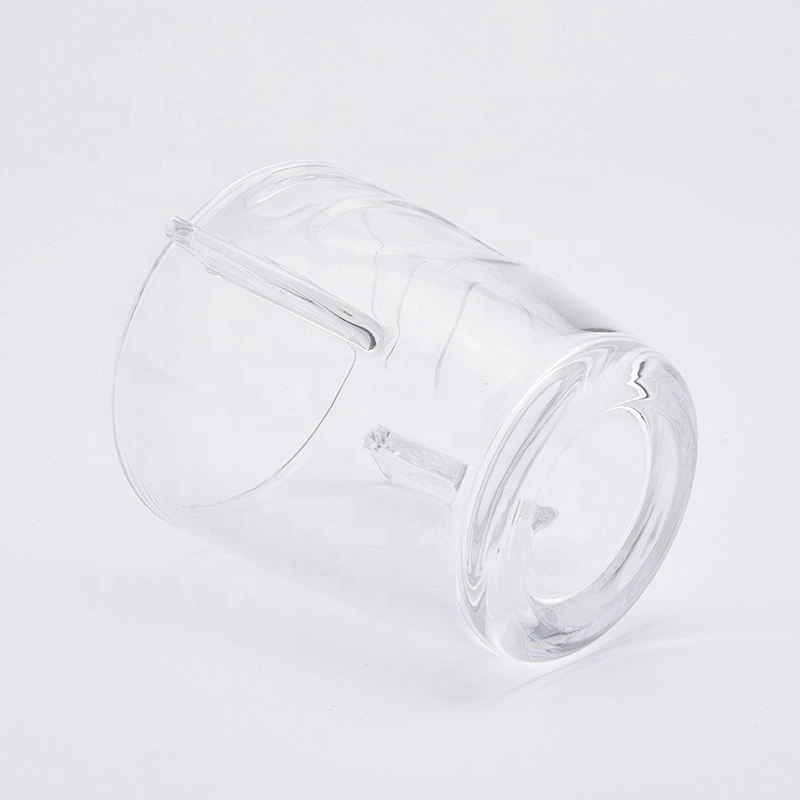 Luxury clear glass candle jar with handle home decor