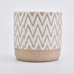 16oz Yellow Wave Sand Effect Ceramic Candle Holders Candle Vessels for Home Decor