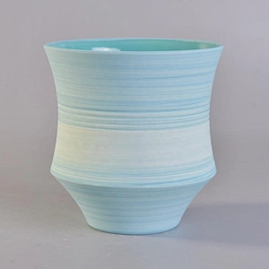 Sunny handmade blue matte ceramic candle holders