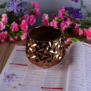 Wholesales custom ceramic geometric candle holder gold