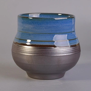 Wholesales empty blue glazed ceramic candle jar 6oz 8oz 10oz
