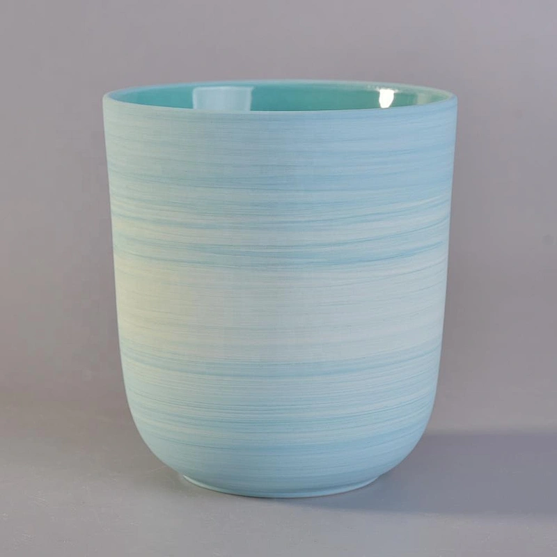 Manufacturer blue matte custom candle ceramic container