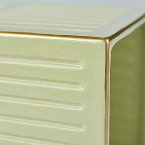 10oz 12oz wholesales customized empty stripes square ceramic candle holder