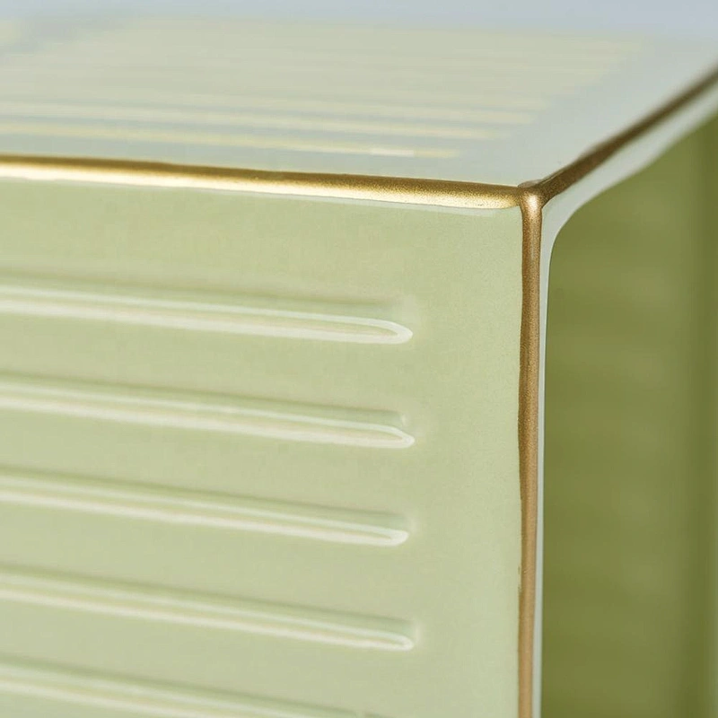 10oz 12oz wholesales customized empty stripes square ceramic candle holder