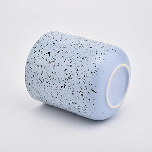 new blue dots ceramic candle jar