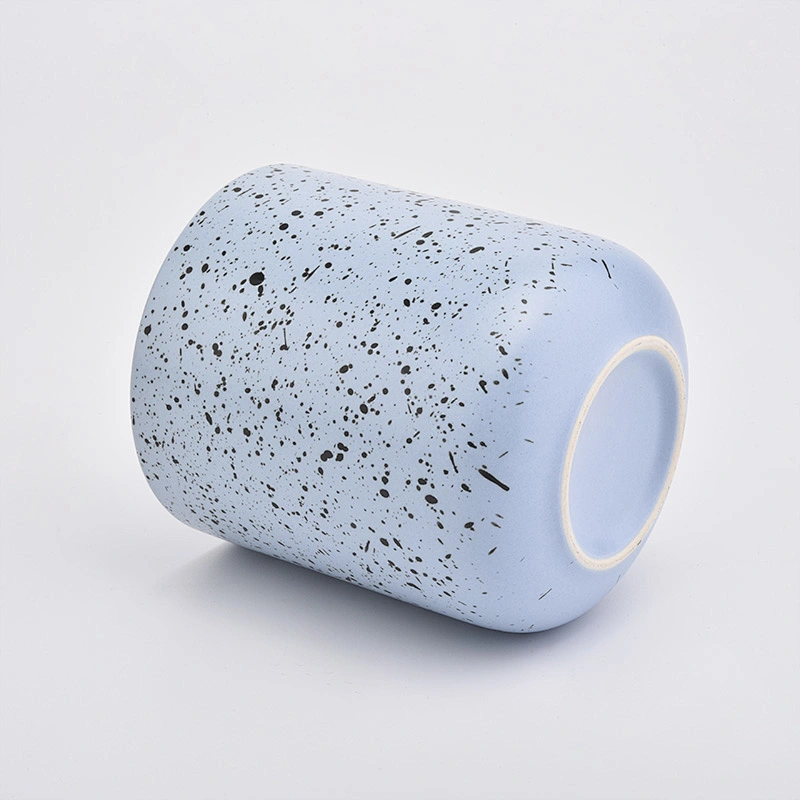 new blue dots ceramic candle jar