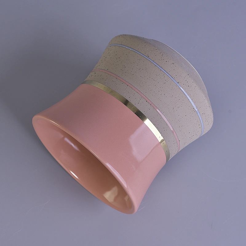 10oz 12oz Wholesales Luxury frosted pink ceramic Candle holder