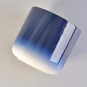 Christmas Gradient Blue Candle Ceramic Vessels With Gold Plating
