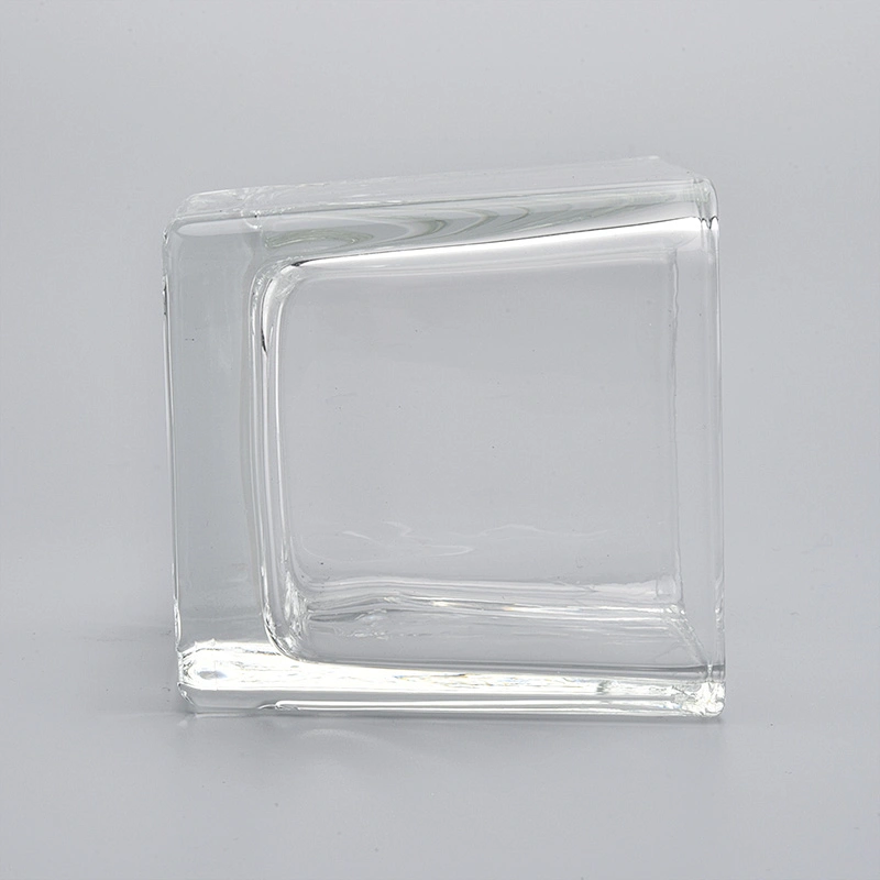 16oz square hotel decoration high-white transparent glass candle holder