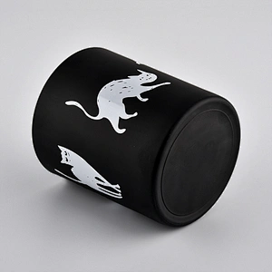 Matte Black Glass Candle Holder With Custom Logo