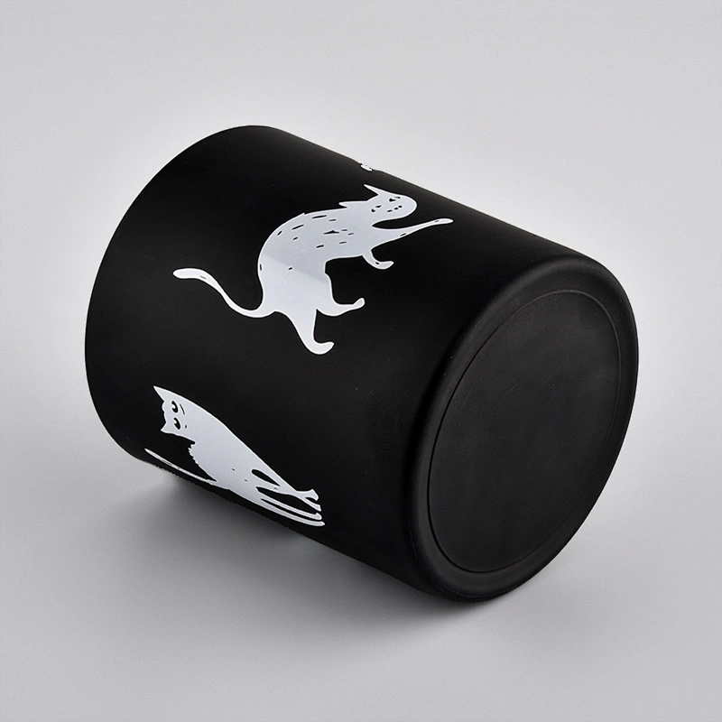 Matte Black Glass Candle Holder With Custom Logo