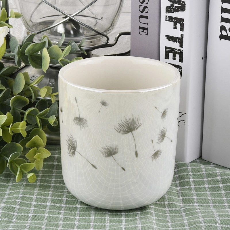 Wholesale White Ceramic Candle Jars with Decal Printing