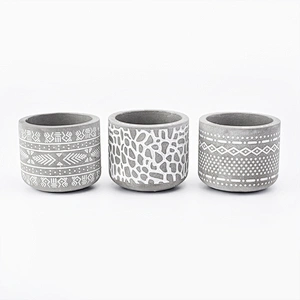 7oz engraving grey cement candle holder soy wax candle jar for home decor