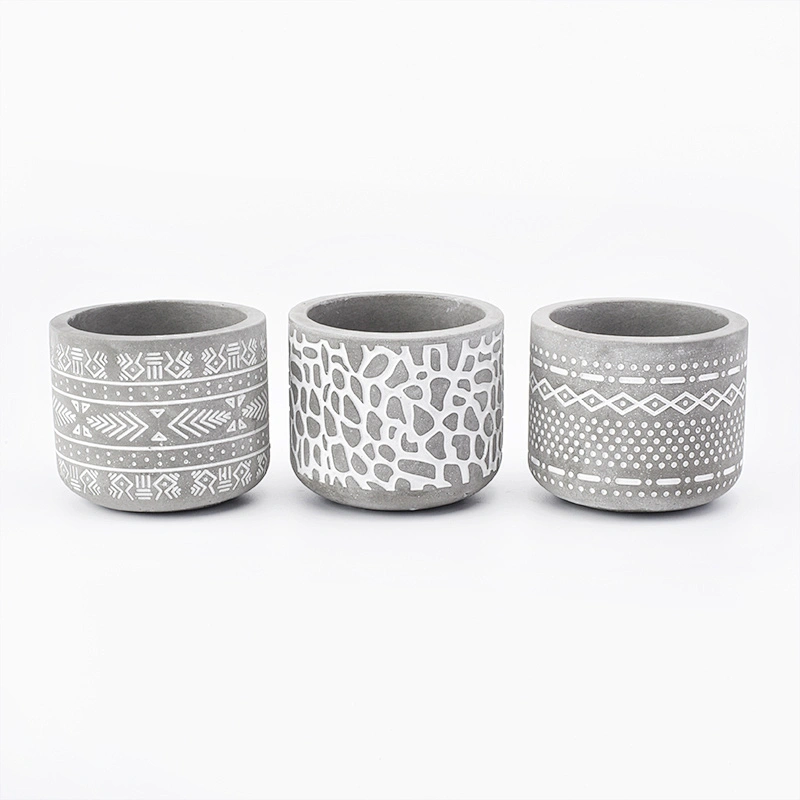 7oz engraving grey cement candle holder soy wax candle jar for home decor
