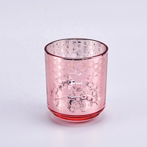 10oz 20oz Manufacturer Custom pink electroplated glass candle jar