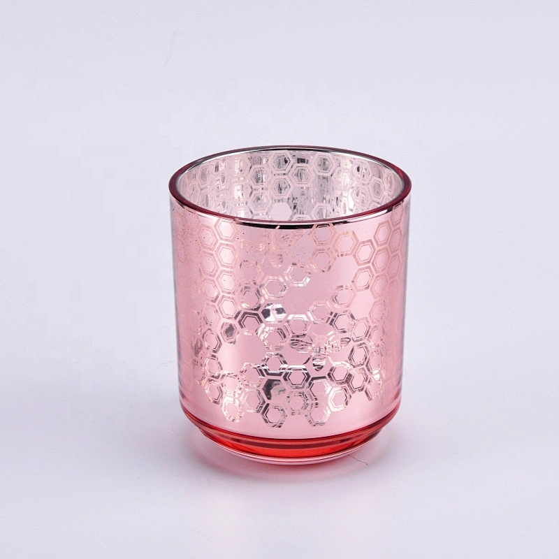 10oz 20oz Manufacturer Custom pink electroplated glass candle jar
