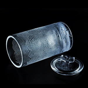 Wholesales crystal custom cylinder glass candle holders with lids