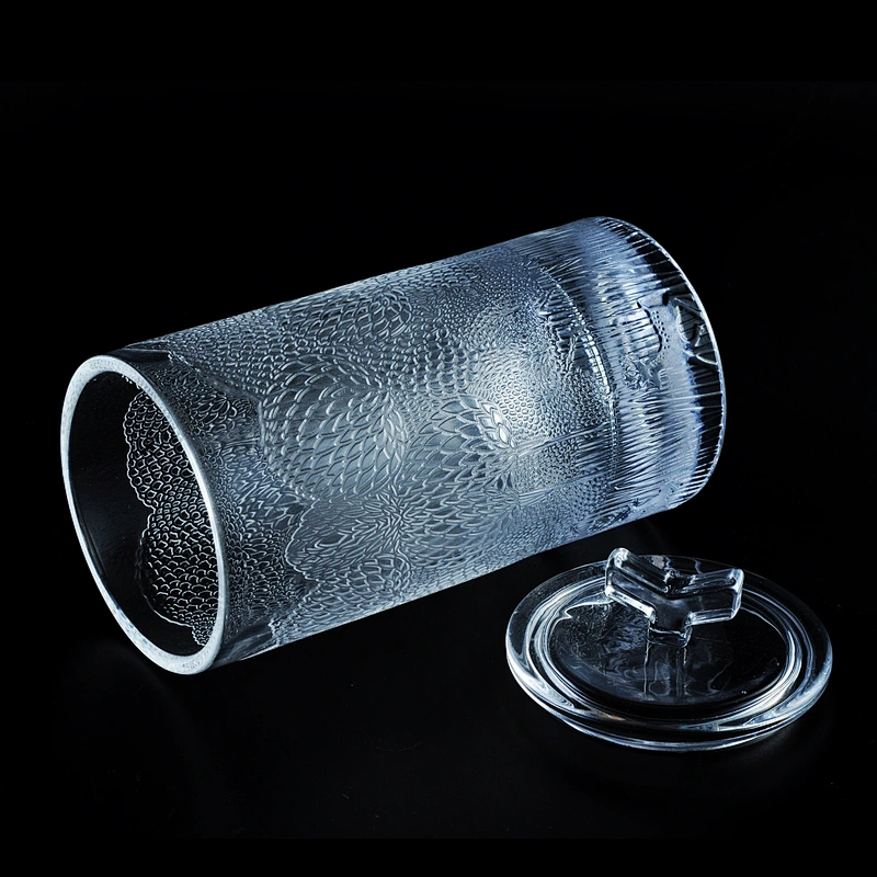 Wholesales crystal custom cylinder glass candle holders with lids