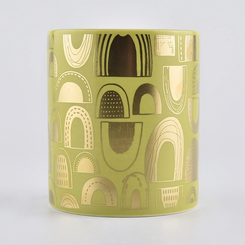 In bulk tealight golden printing ceramic candle jars 6oz 8oz