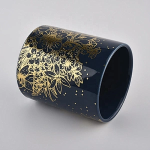 Wholesales black luxury custom logo ceramic candle holders  home decoration