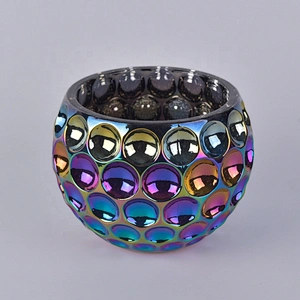 Luxury round electroplating Glass Candle holder for table