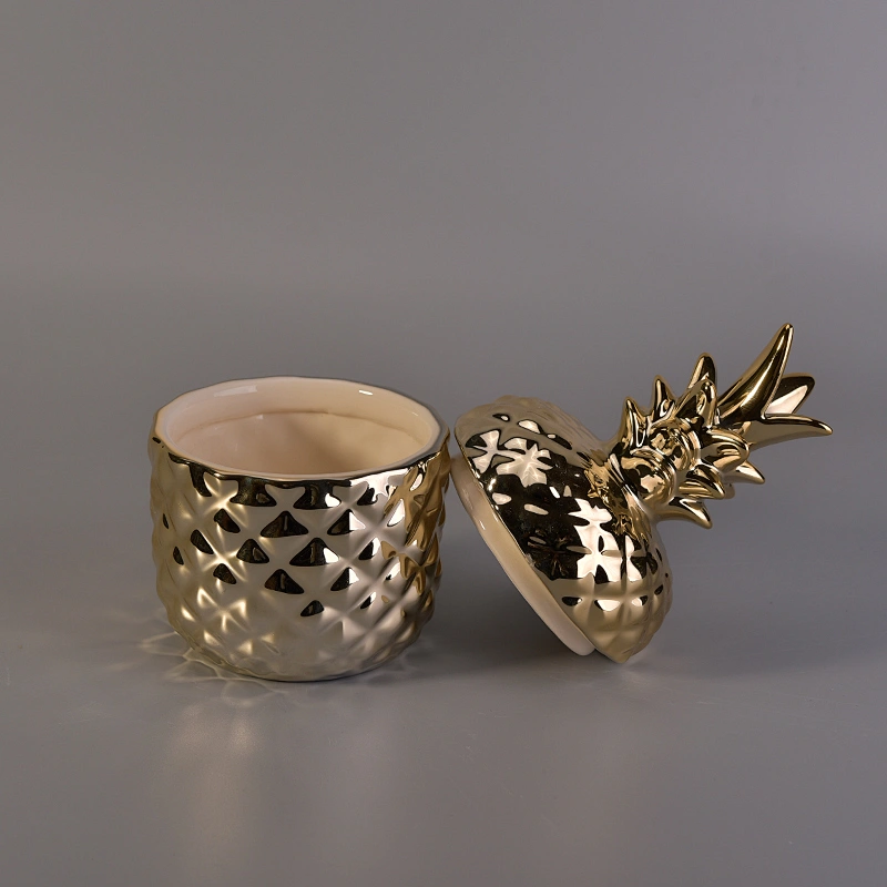 10oz Pineapple Ceramic Candle Jar With Lid