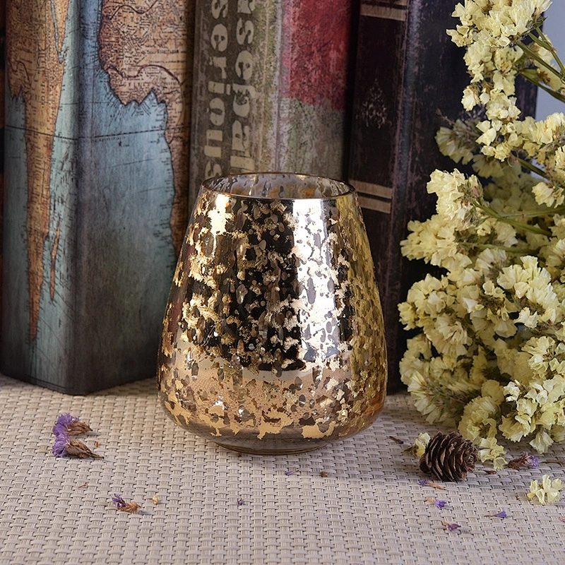 Christmas antique electroplating golden candle jars 10 oz