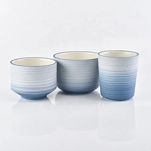 Sunny blue frosted recycled Ceramic Candle vessel 8oz 10oz