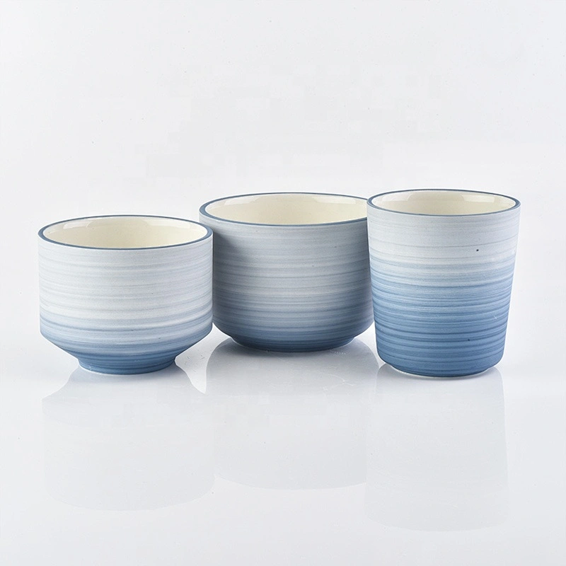 Sunny blue frosted recycled Ceramic Candle vessel 8oz 10oz