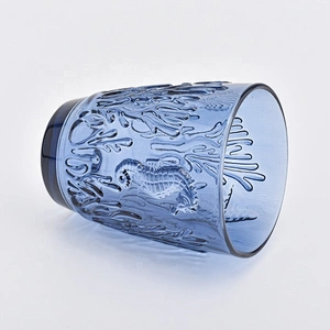 Classic dark blue Glass Candle holder home decoration
