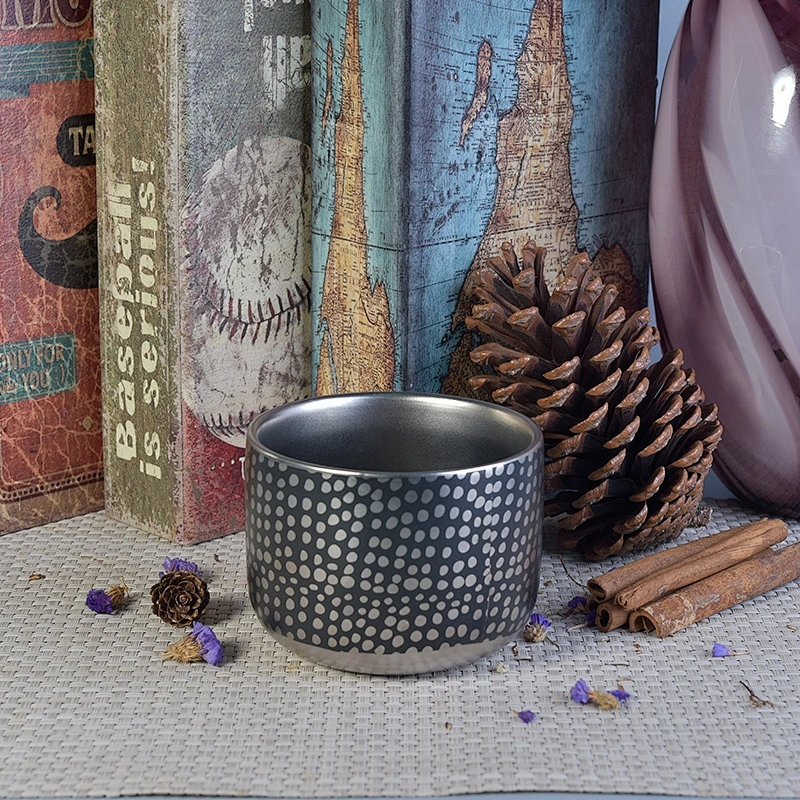 Large silver plating ceramic candle jar empty