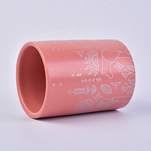 10oz 20oz Wholesales custom pink luxury ceramic candle jar vessels