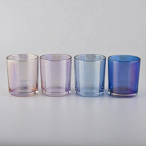 Suppliers tea light blue  luxury glass candle jar for candle making