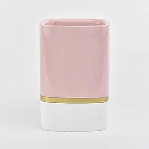Wholesales square votive pink ceramic candle jars