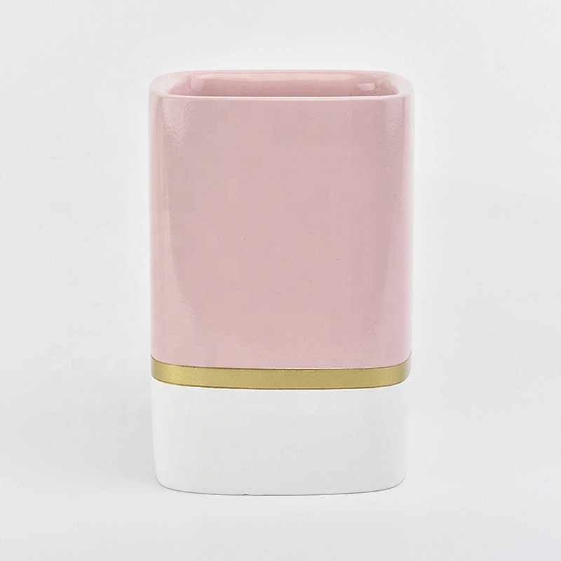 Wholesales square votive pink ceramic candle jars