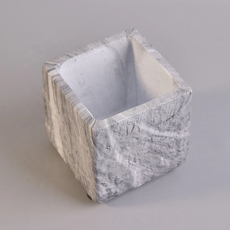 10oz Wholesales Custom square grey Concrete Candle holder
