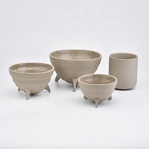 10oz Home decor brown standing ceramic candle holders