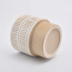 18oz Sand Effect Yellow Ceramic Candle Holders Candle Jars for Home Decor