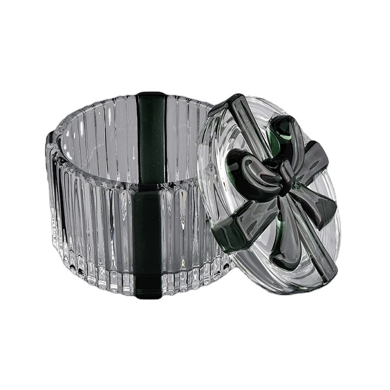 Sunny glassware luxury empty decorative glass candle holders with lids