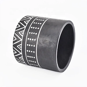 800ml Custom cylinder black Concrete Candle jar