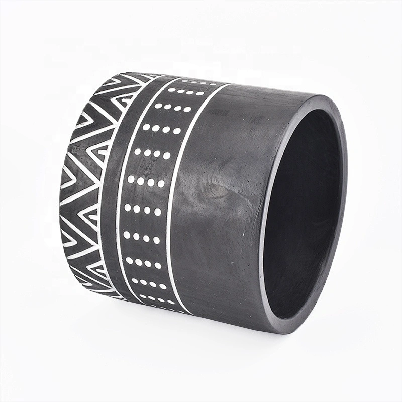800ml Custom cylinder black Concrete Candle jar