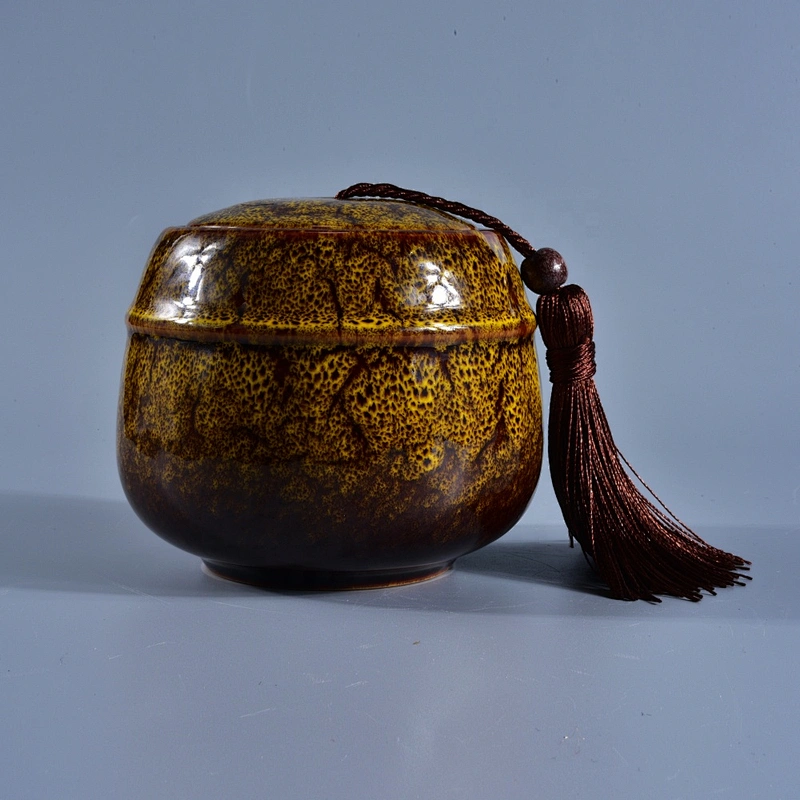 Vintage round brown candle ceramic containers 10oz 20oz