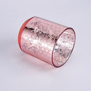 10oz 20oz Manufacturer Custom pink electroplated glass candle jar