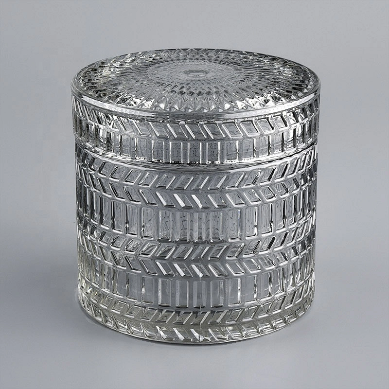 hot sales embossed glass candle container