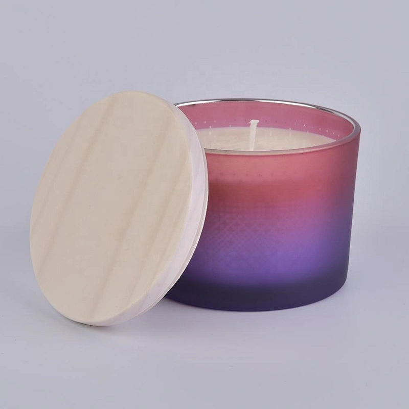 10oz Wholesales votive matte blue glass candle holder with wood lid