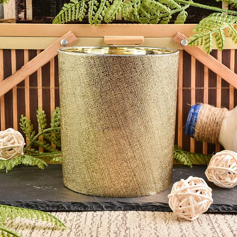 luxury gold leather glass candle holder