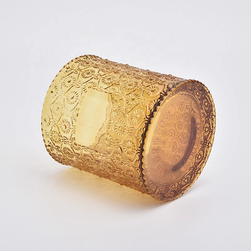 Wholesales Brown luxury Glass Candle Holder with lid