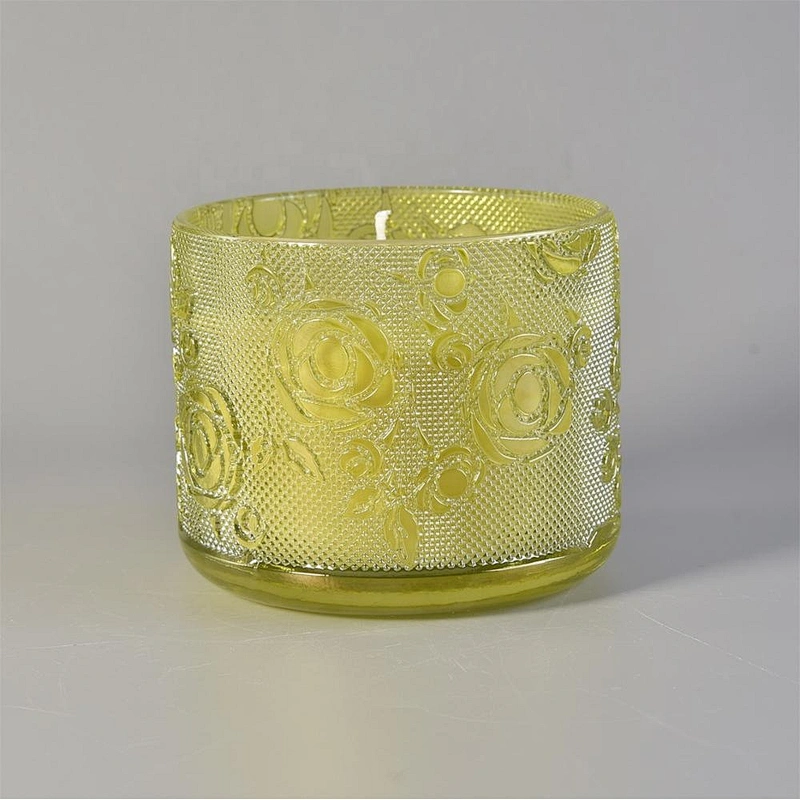 Wholesales custom rose design luxury tealight candle glass jars holders