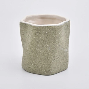 Green Sand Effect Ceramic Candle Containers  for Home Decor Soy Wax Candlestick